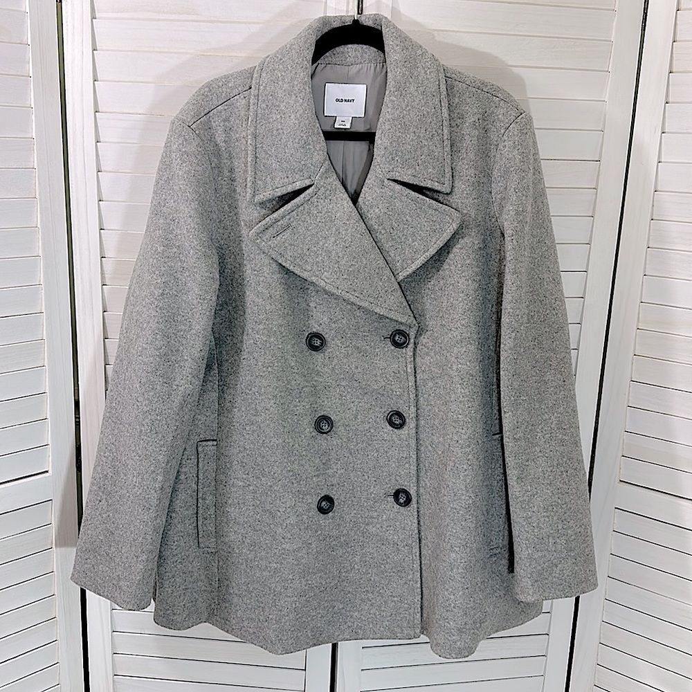 Old Navy Brushed Heather Gray Pea Coat Size XXL - Picture 4 of 13